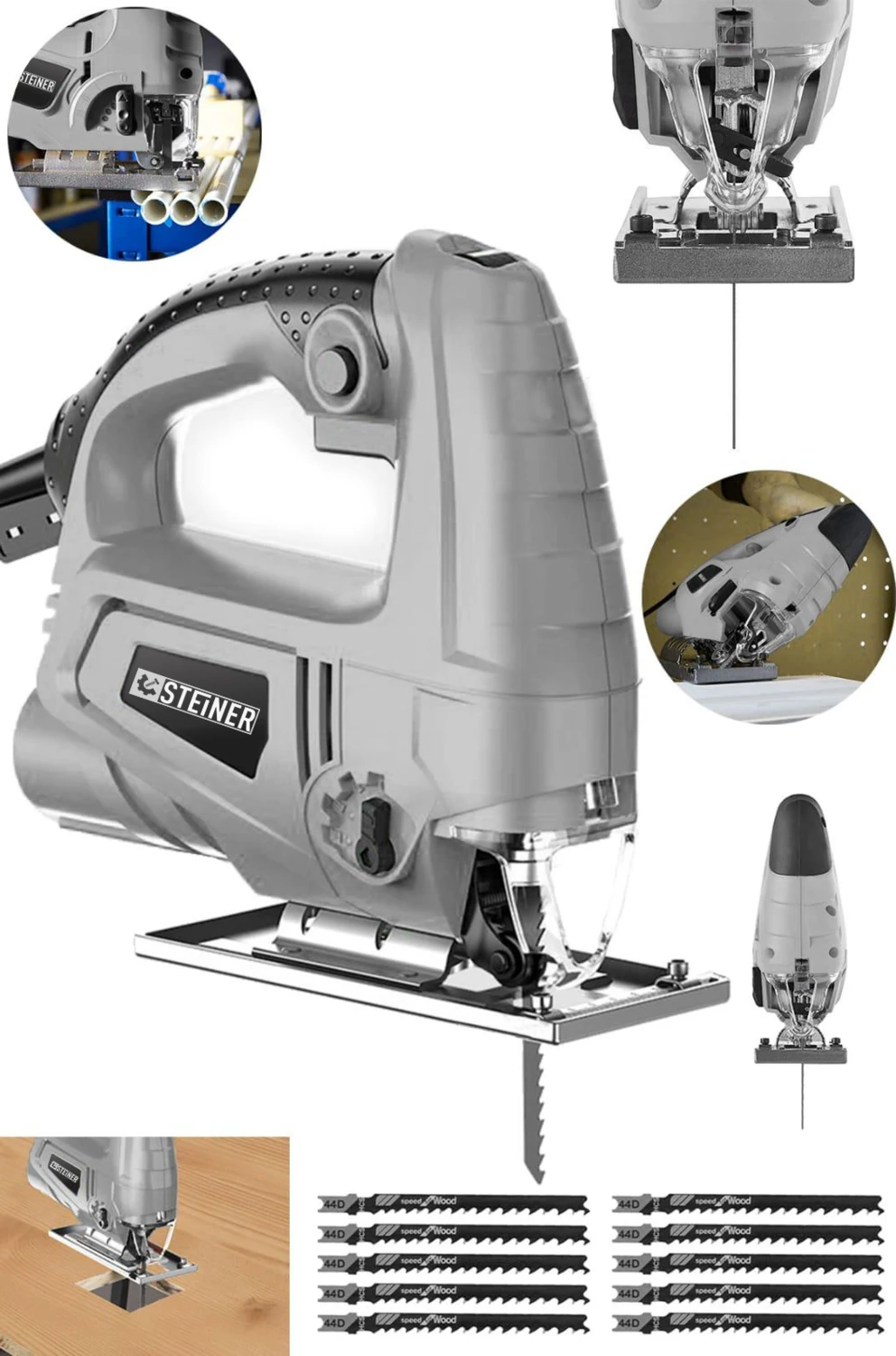 Alman 4000 W Sjs Metal Şanzıman 6 Kademe Devirli Bakır Sargılı Dekupaj Testere Makinesi + 10 Uç