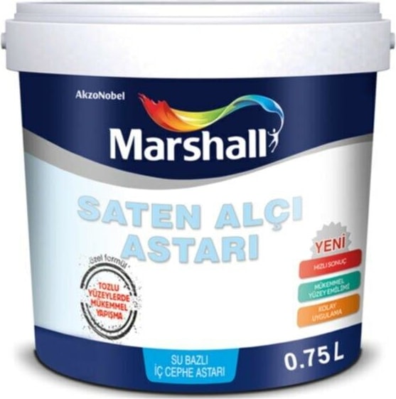 Saten Alçı Astarı 0,75 Lt Su Bazlı Mavi Boya İç Mekanlar için Kolay Uygulama