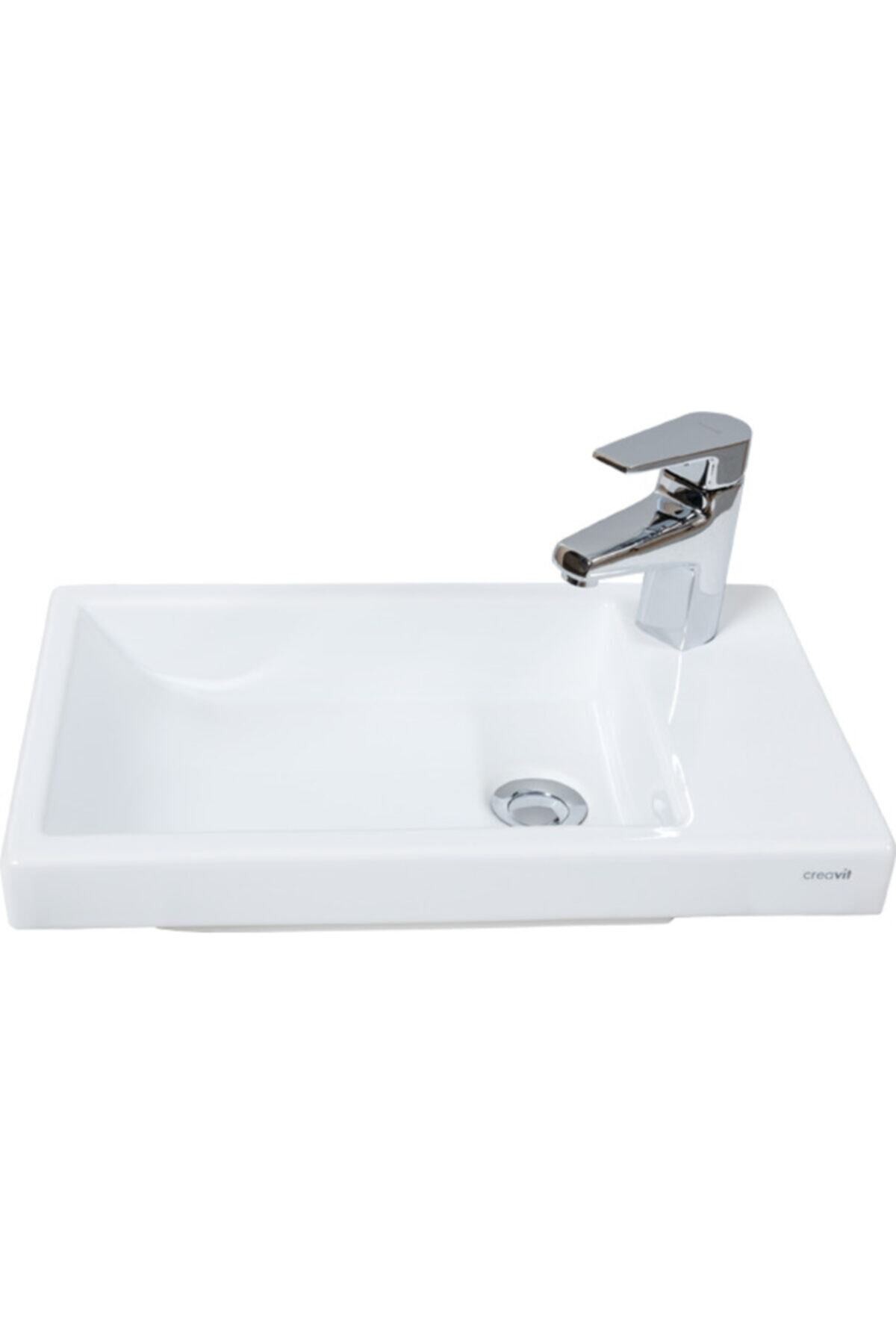 Tp026 Elmas Tezgah Üstü Lavabo 30x50 Cm Beyaz