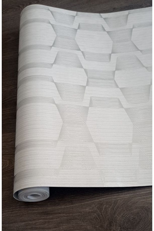 Üç boyutlu geometrik desenli duvar kağıdı 53 cm genişliğinde 10 metre uzunluğunda