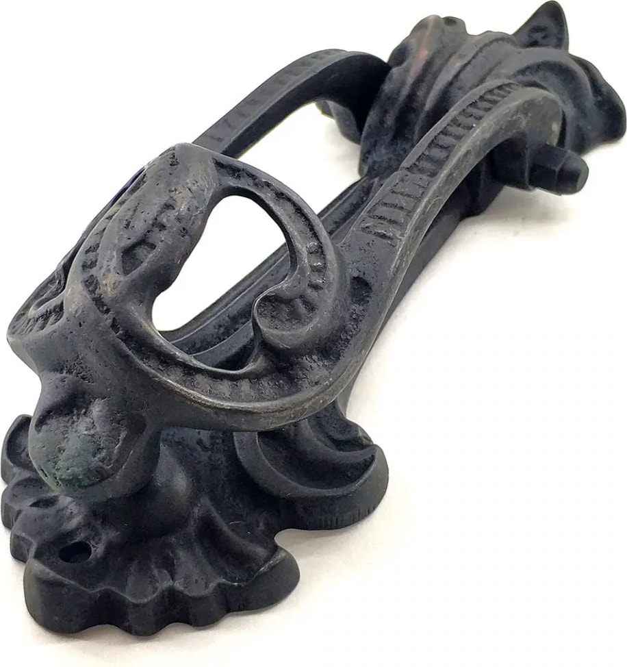 Antika Tarz Dekoratif Pirinç Doğa Kapı Tokmağı, Taktak - 205X73 Mm, Oksit