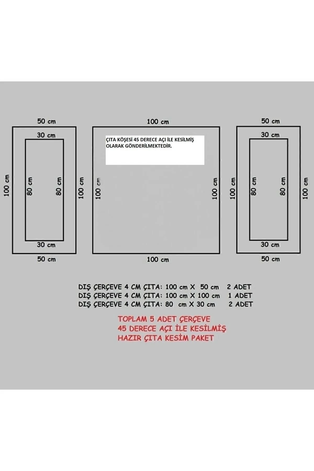 Dekoratif Boyanabilir 4 Cm Strafor Duvar Çıtası Hazır Kesimli 5 Adet Çerçeve Paketi