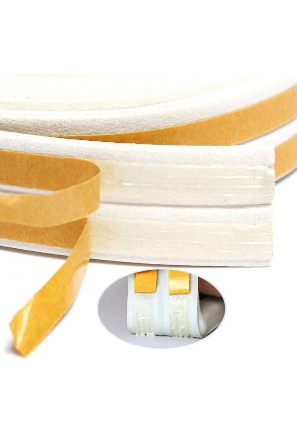 6 Metre Beyaz Pvc Doğrama Kapı Pencere Soğuk Geçirmez Sızdırmaz İzolasyon Fitil Yapışkanlı 3x2=6 mt