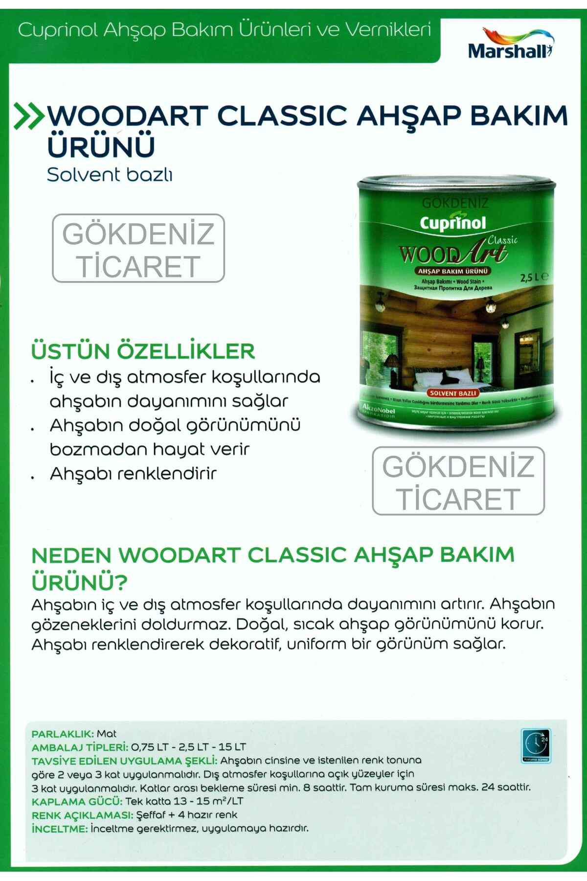Woodart Classic Verniksiz Ahşap Bakım Ürünü 2.5lt-ahşabı Iç-dış Hava Şartlarına Karşı Korur