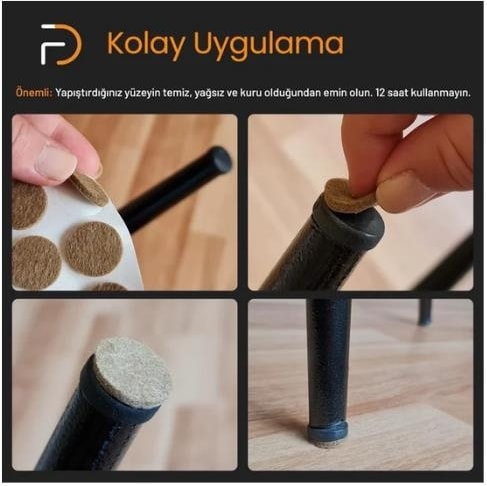 Kendinden Yapışkanlı Yuvarlak Keçe 15 mm Siyah 78 Parça