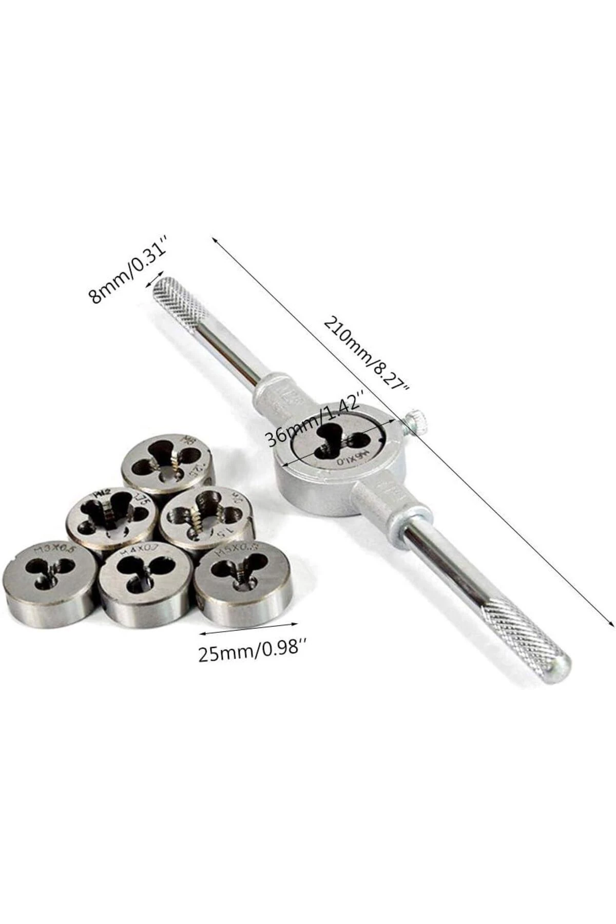 8 Parça Pafta Seti Ve Kolu M3 M4 M5 M6 M8 M10 M12