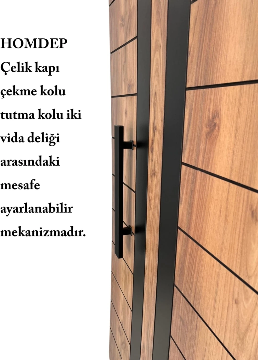 Çelik Kapı Çekme Kolu Tutma Kolu Dikdörtgen Model Renk Siyah 60CM