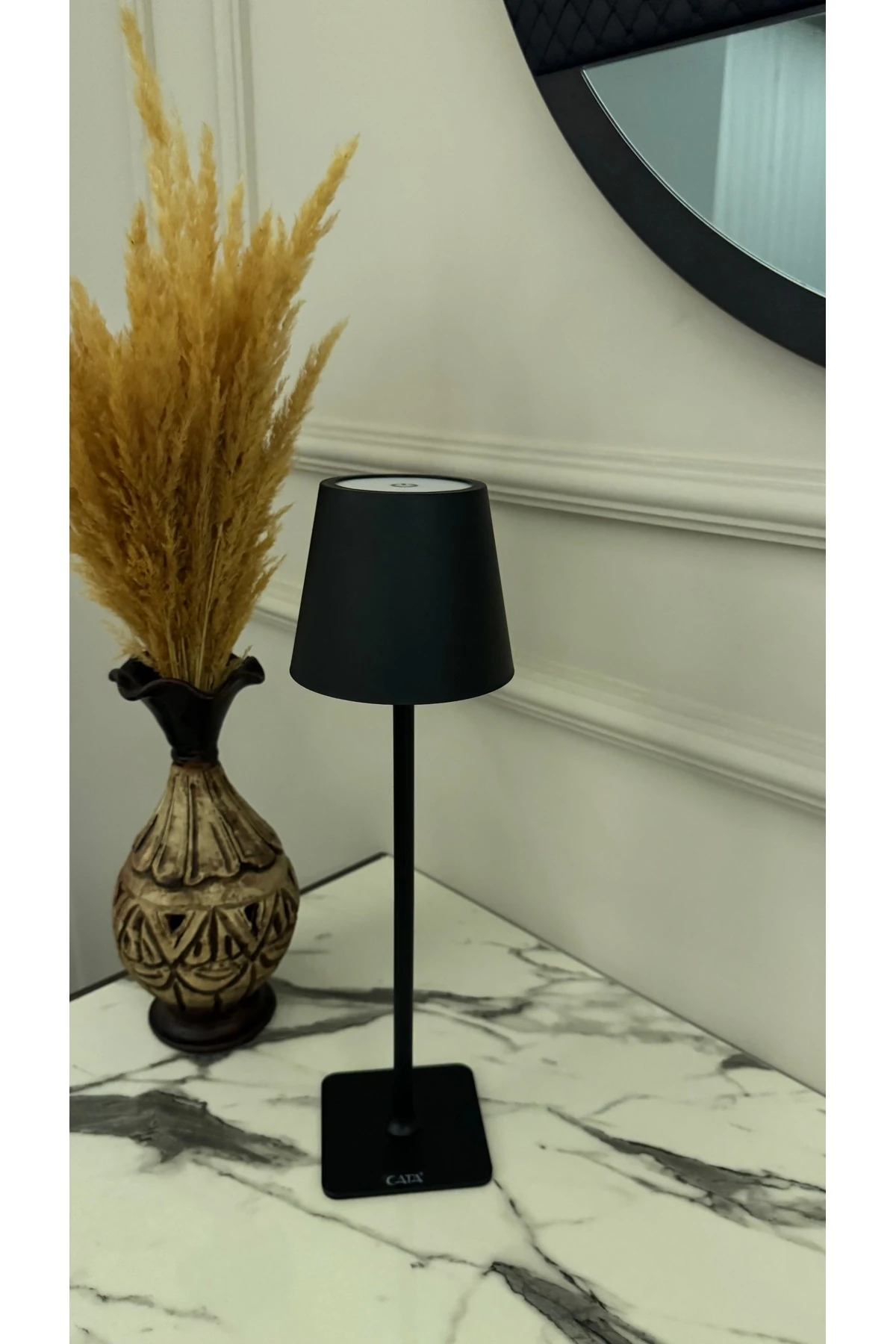 ekim aydınlayma İSTANBUL Şarjlı Masa Lambası Siyah Renk Tek Anahtarla 3 Renk Dokunmatik