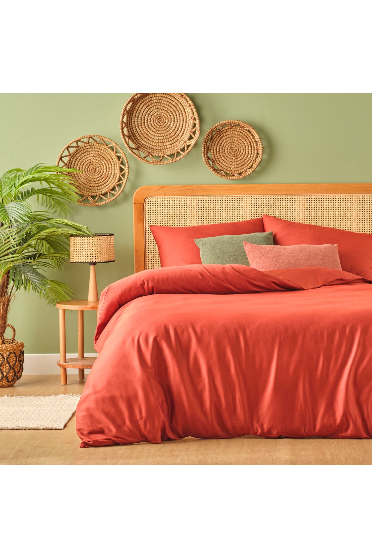 %100 Pamuk Saten Supreme Basic Super King Size Nevresim Seti Kiremit (260x240 cm)