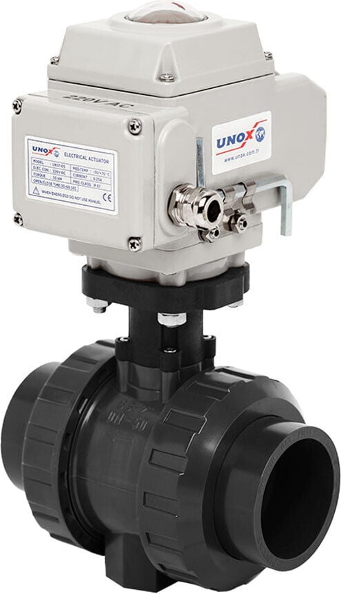 Ø50 220V Ac Elektrik Aktüatörlü U-Pvc Küresel Vana Su Için