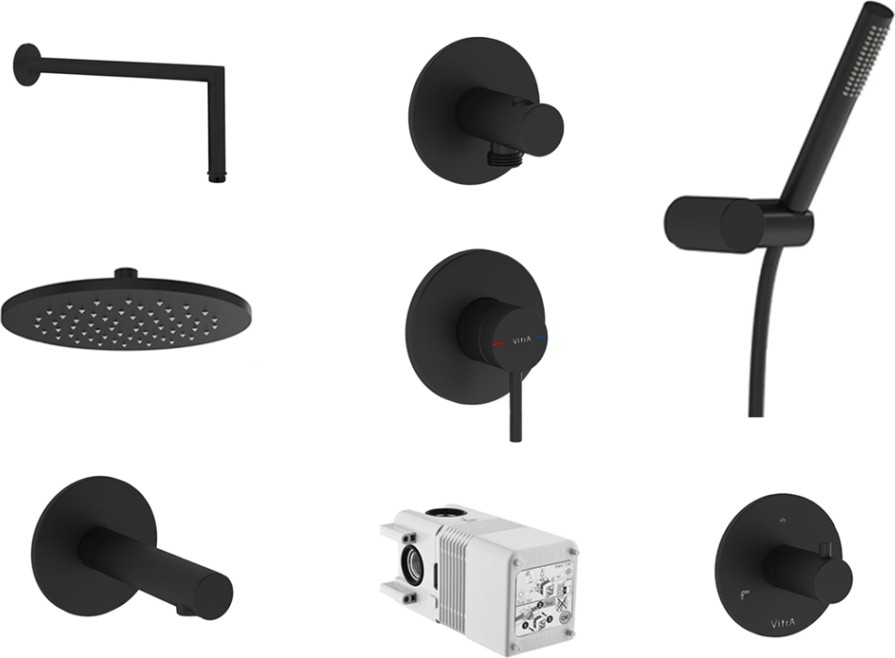 Vitra Origin Ankastre Duş Seti, Mat Siyah, 8 Parça