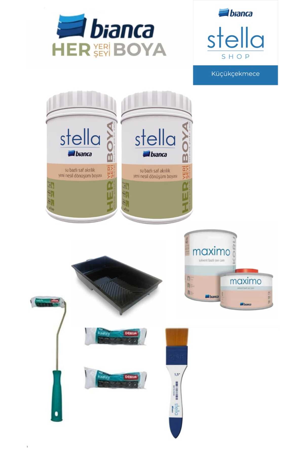 Stella Banyo Boyama Seti 2 Lt  Stella, 0.5 Kg Maximo Ve Yan Malzemeler