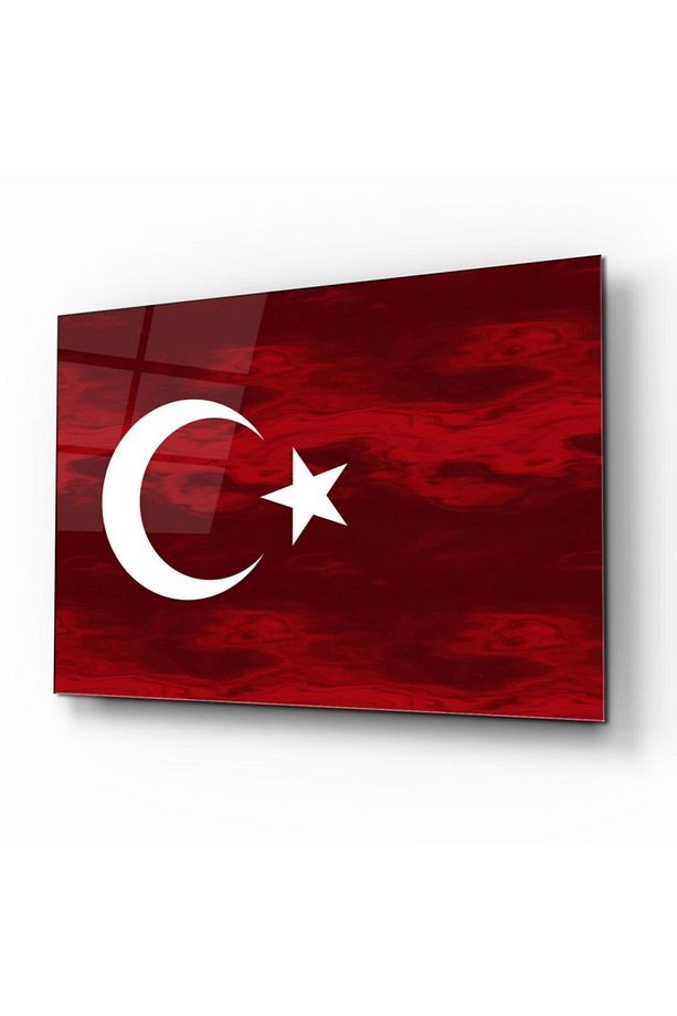 Türk Bayrağı Cam Tablo 2 | 50x70 | Uv Baskı | Temperli