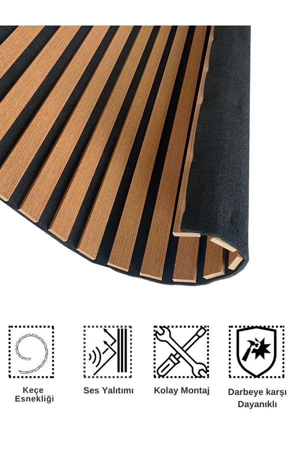 Mdf Ahşap Akustik Duvar Paneli 60x275 Cm - Teak