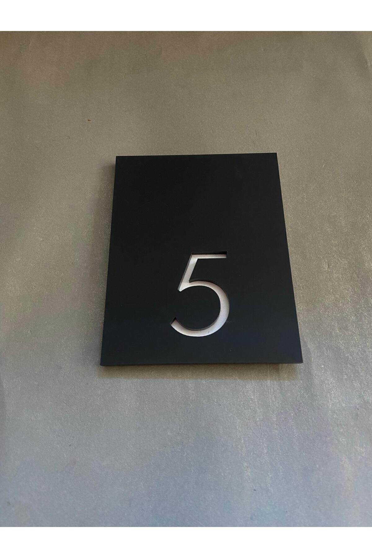 Siyah Mat Kapı Numarası Apartman, Otel, Apart Kendinden Yapışkanlı Uzun Ömürlü 12x8 Cm
