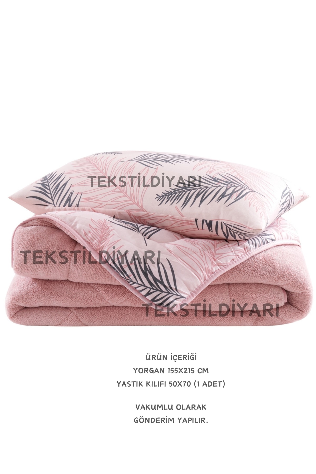 Tek Kişilik Çift Taraflı Welsoft Yorgan Pudra Tüy