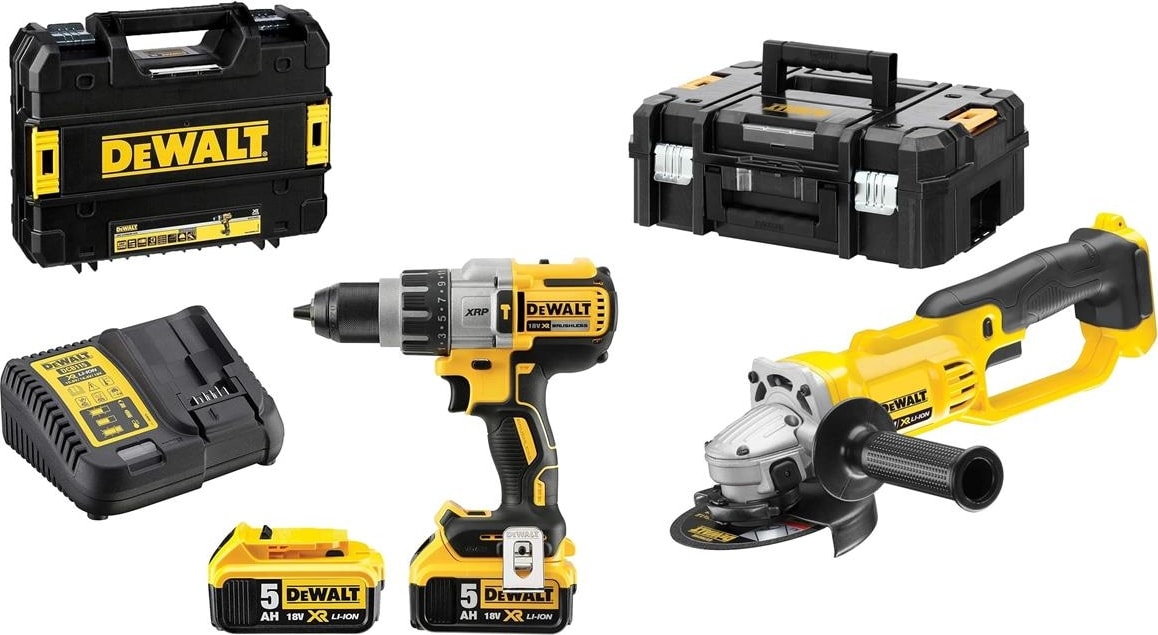 DEWALT DCD996NT + DCG412NT 2 Makine + 2 Adet 5 Amper Akü + 1 Şarj Cihazı Çantalı Set