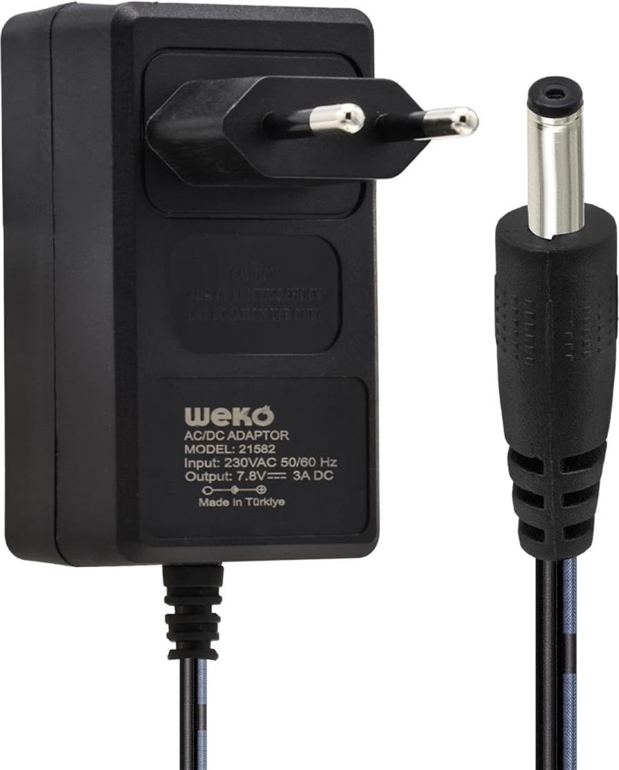7.8 Volt - 3 Amper 3.5*1.35 Uçlu Yerli Üretim Ac Plastik Yazar Kasa Adaptörü