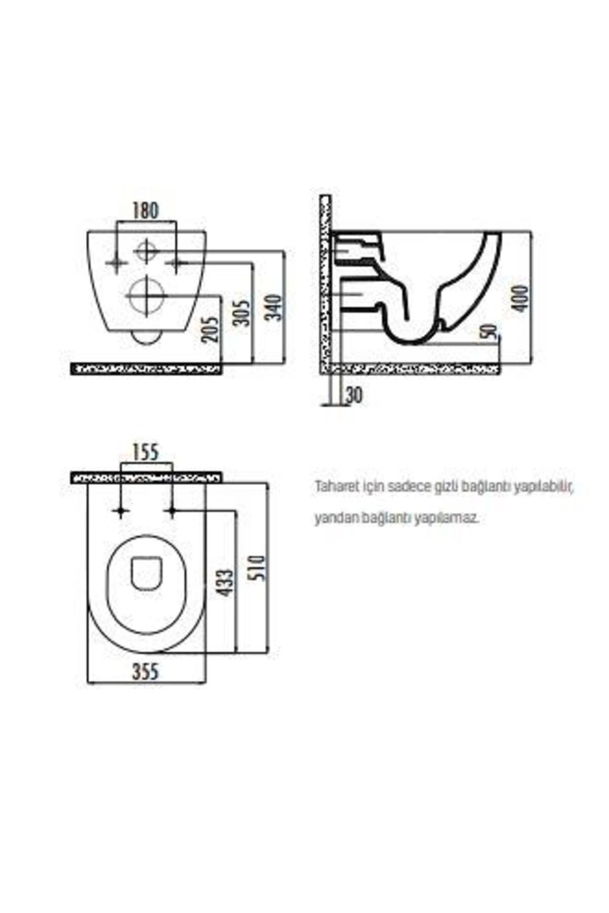 Free Rim-Off Kanalsız Asma Klozet FE322 Kapak Hariç