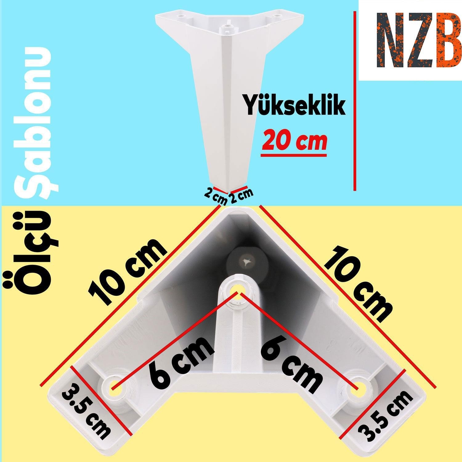 Mobilya Kanepe Sehpa Tv Ünitesi Koltuk Ayağı 20 cm Beyaz Baza Ayak 4 Adet