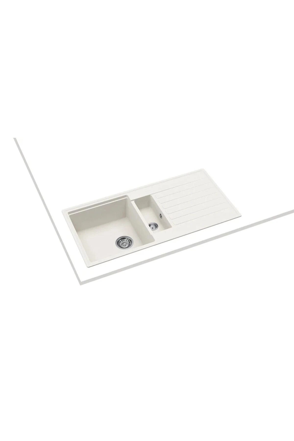 Cliff 60 B-TQ 1,5 Hazneli Beyaz Granit Mutfak Eviyesi