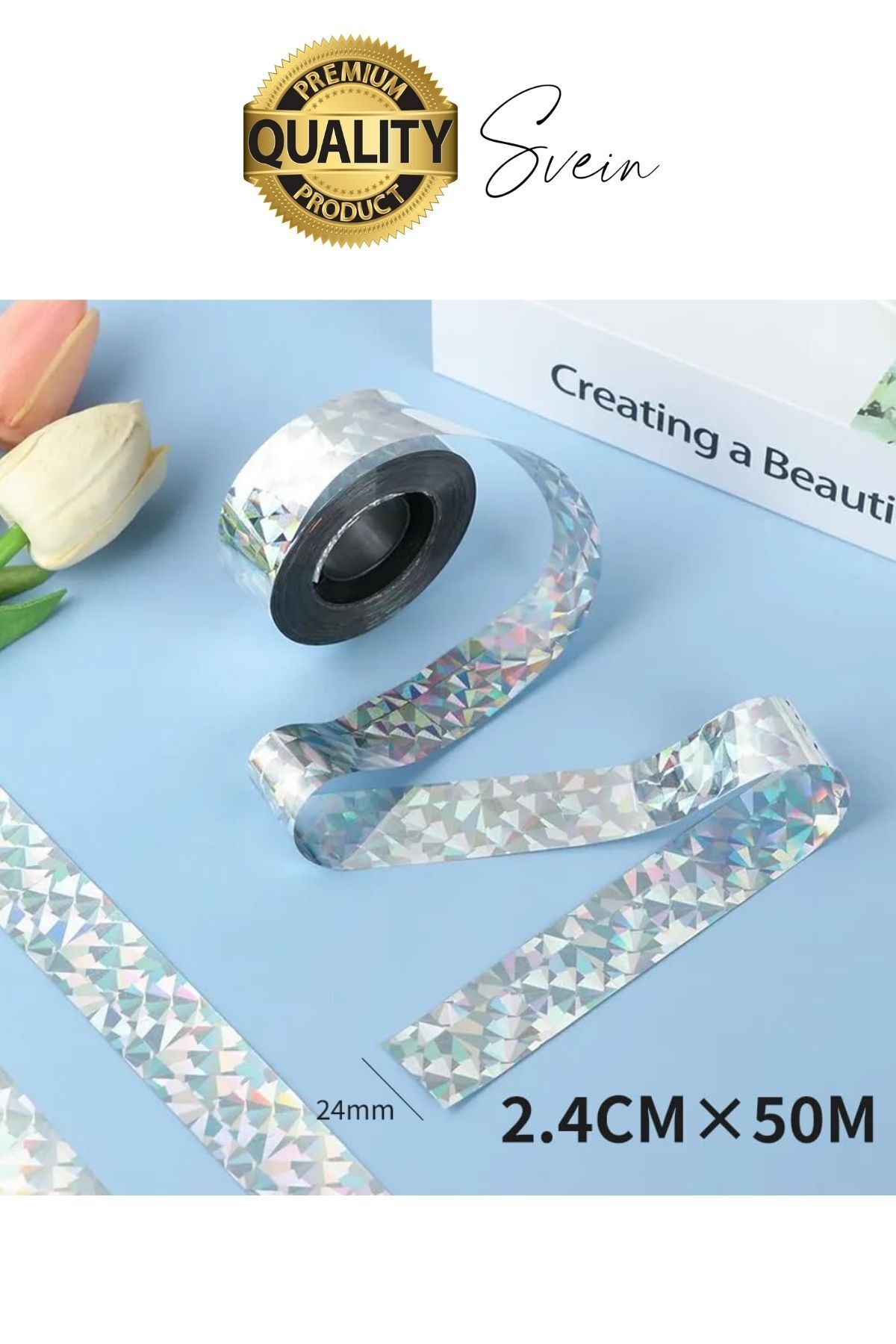 OZKUVVET Premium Kuş Kondurmaz Rahatsız Eden Şerit Bant 45 mm x 50 mt Yansıtıcı Kuşsavar Çatı Hologram Bandı