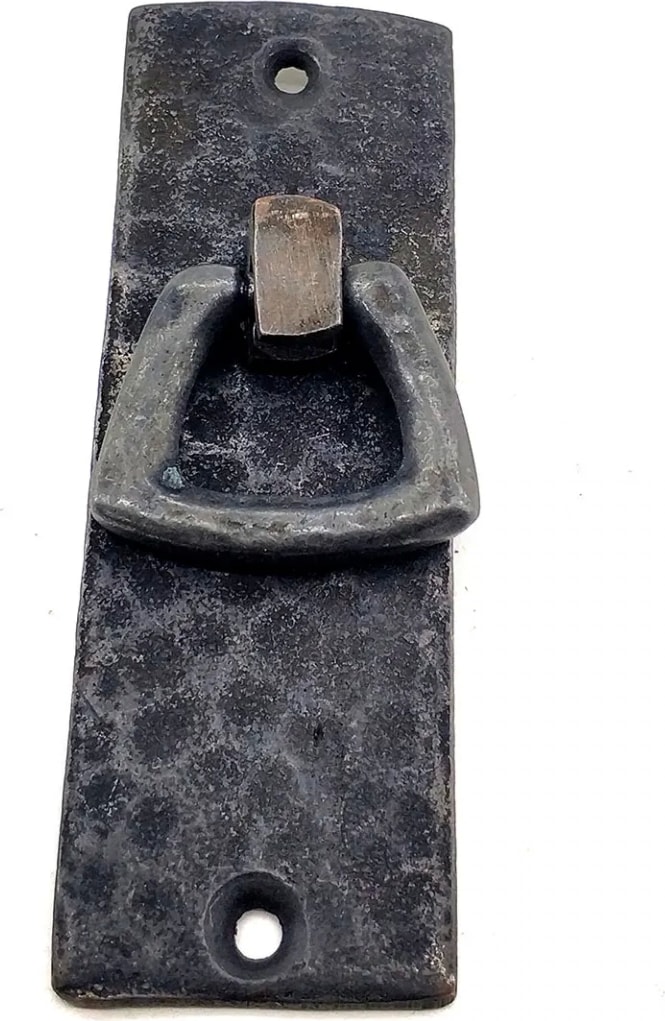 Antika Tarz Dekoratif Pirinç Dik Dövme Mobilya Kulbu - 90X31 Mm, Oksit