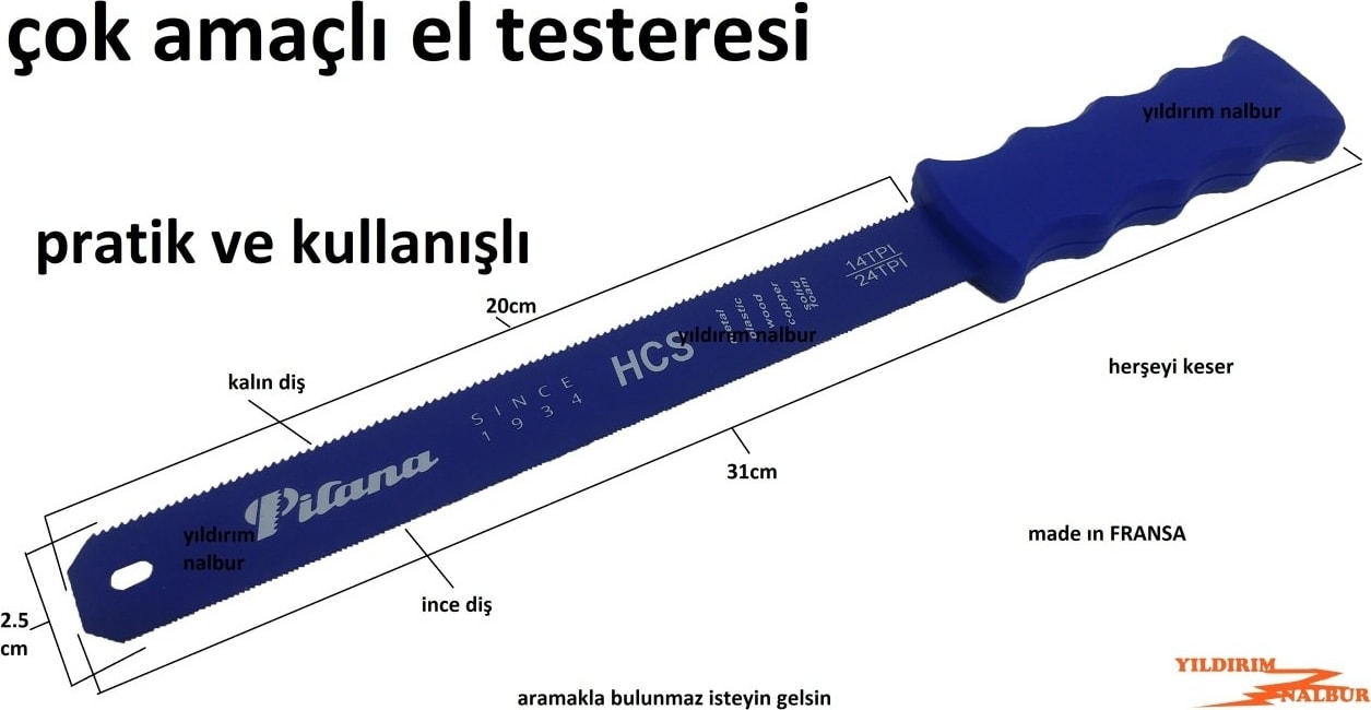 Pi̇lana Çok Amaçlı El Testeresi Demir Ahşap 2 Yüzlü