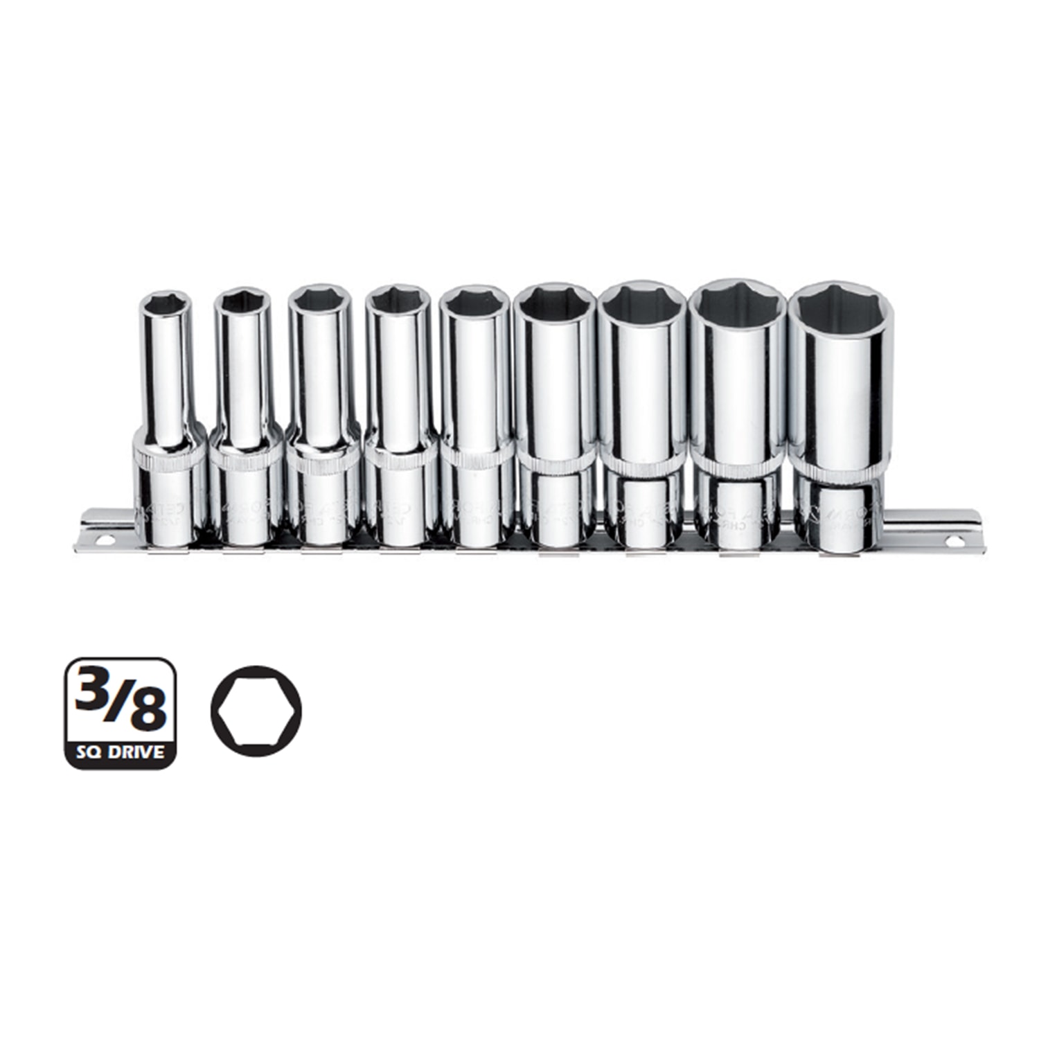 C14-R09 9 Parça 3/8’’ 6 Köşe Derin Lokma Anahtar Takımı