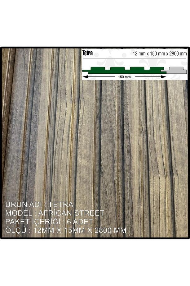 Mdf Duvar Paneli ve Duvar Lambrisi ve Vestiyer Tv Ünistesi Paneli 15X280 AFRİCAN 6'LI