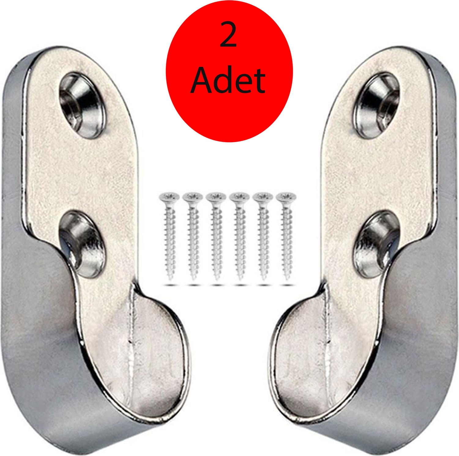 Askı Flanşı Krom Oval Dolap Elbise Askı Aparatı 2 Adet