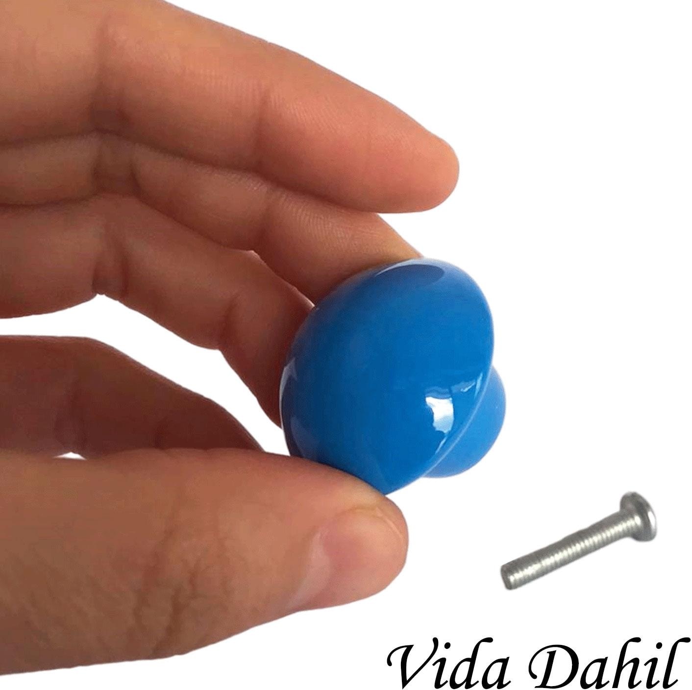 15 Adet Mavi Mantar Düğme Kulp Çocuk Bebek Mobilya Çekmece Dolap Kapak Kulbu Metal Kulp Aksesuarları Vidalı
