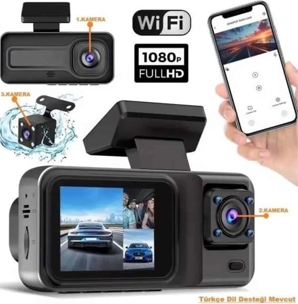 2 Inç Araç Içi Kameralı Ekran 1080P Full Hd Kaliteli Hafıza Kart Destekli