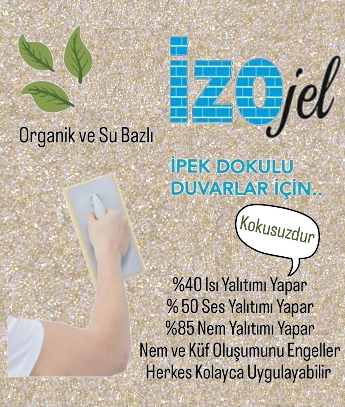 Izojel Organik Ipek Sıva - IZO-026 -Dekoratif Yalıtım Sıvası - Ses & Isı & Nem Yalıtımı
