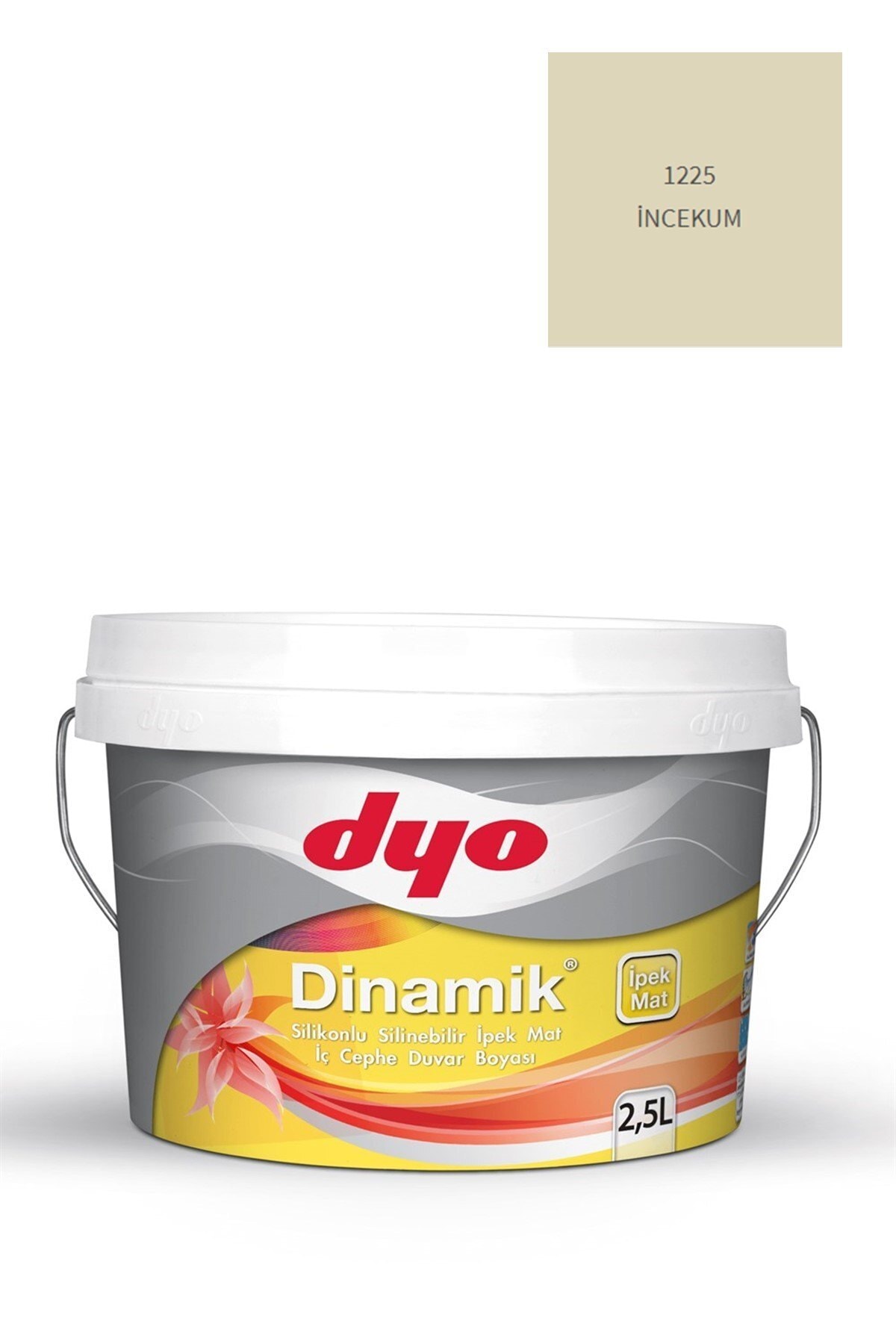Dinamik Silikonlu Silinebilir Ipek Mat Iç Cephe Duvar Boyası 1225 Incekum 2,5 Lt