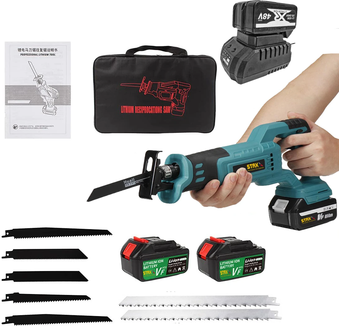 Power Fırçasız Motor 48V Samsung Çift Akülü Tilki Kuyruğu Kemik Kesme Makinesi Pantertestere + 7 Bıçak