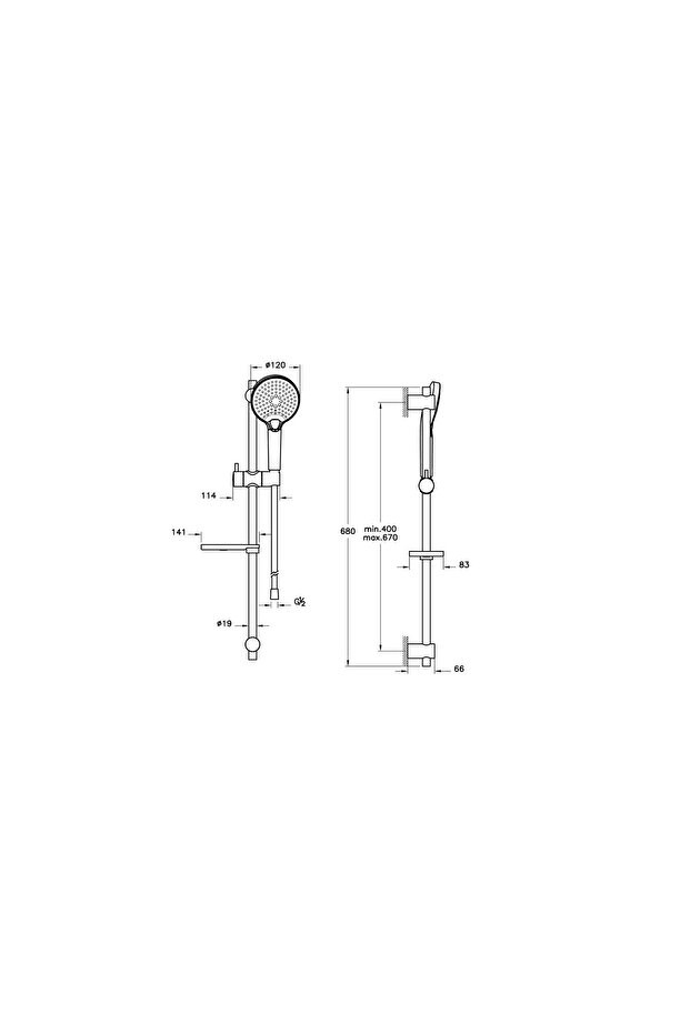 Bliss Round A45743 3F Sürgülü El Duşu Takımları Krom