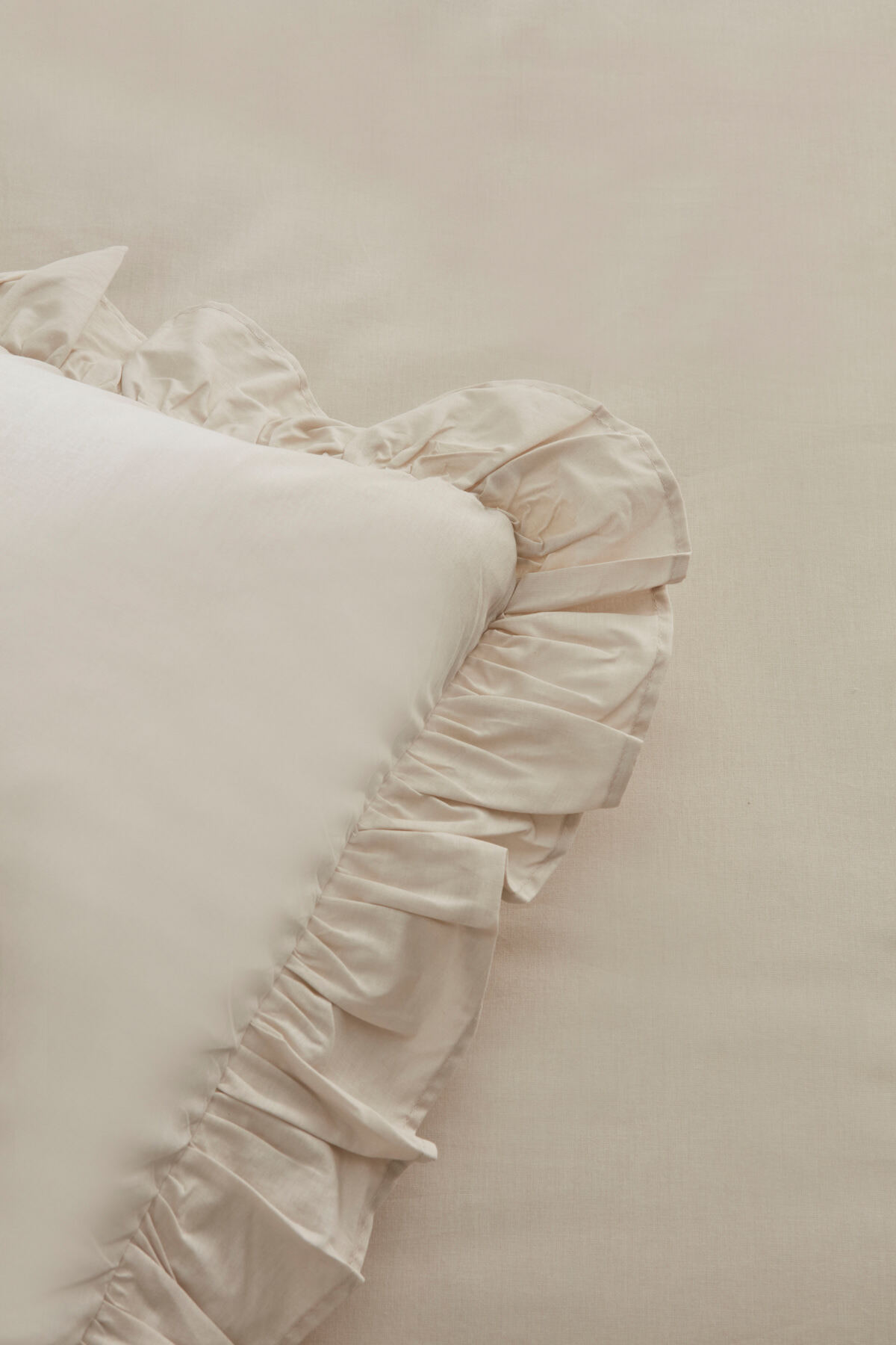 Pure Ruffle %100 Pamuk Tek Kişilik Nevresim Takımı Ekru