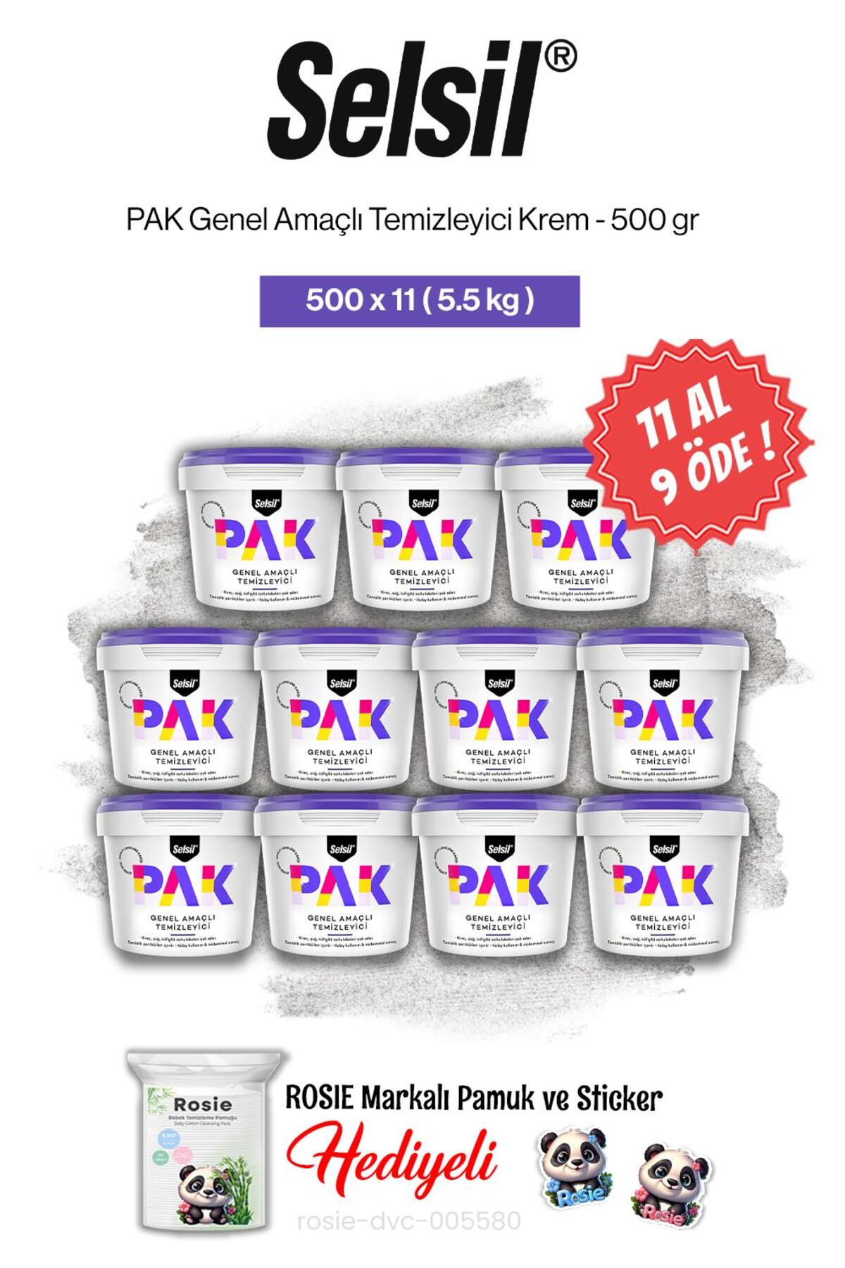 11 AL 9 ÖDE PAK Genel Amaçlı Temizleyici Krem 500 gr ve rosie pamuk