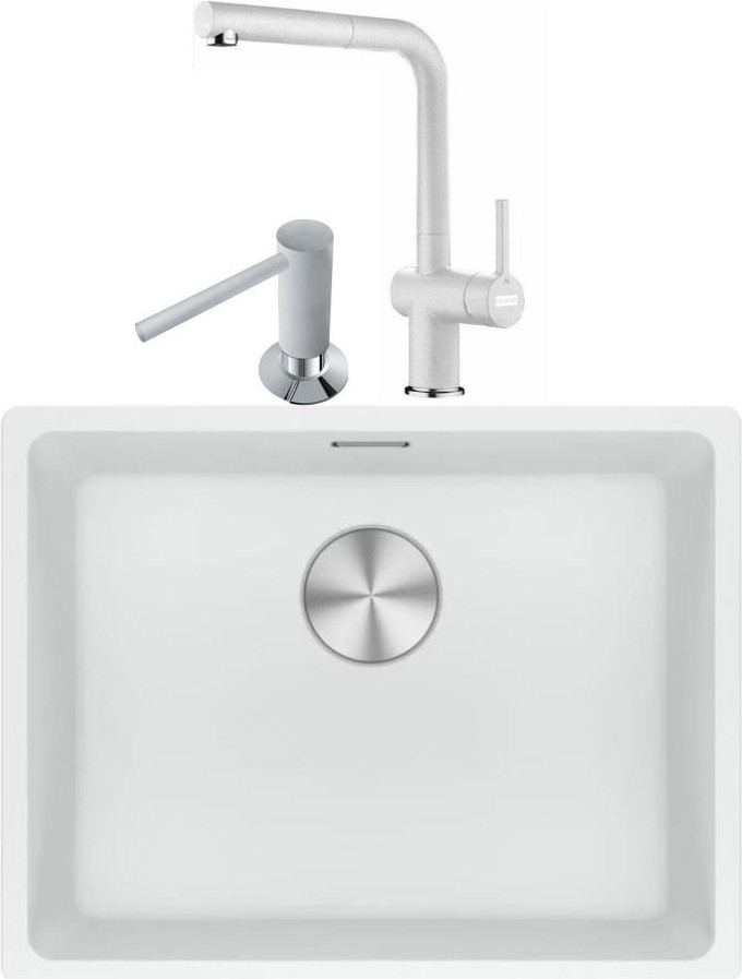 Maris Mrg 210/110-52 Bianco Granit Eviye Actıve Plus Doccia 2.0 Armatür Sıvı Sabunluk Üçlü Set Bianco