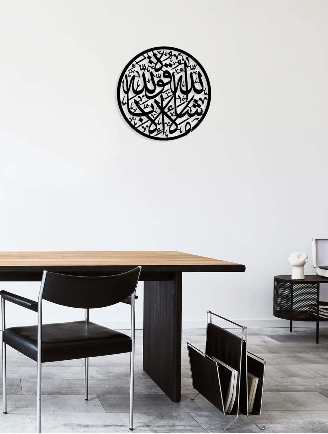 -Maşallah La Kuvvete Illâ Billah Islami Metal Tablo - Islami Ev Dekorasyonu - Dini Duvar Tabloları - 60 X 60 - Cm - Sıyah-Islm-167
