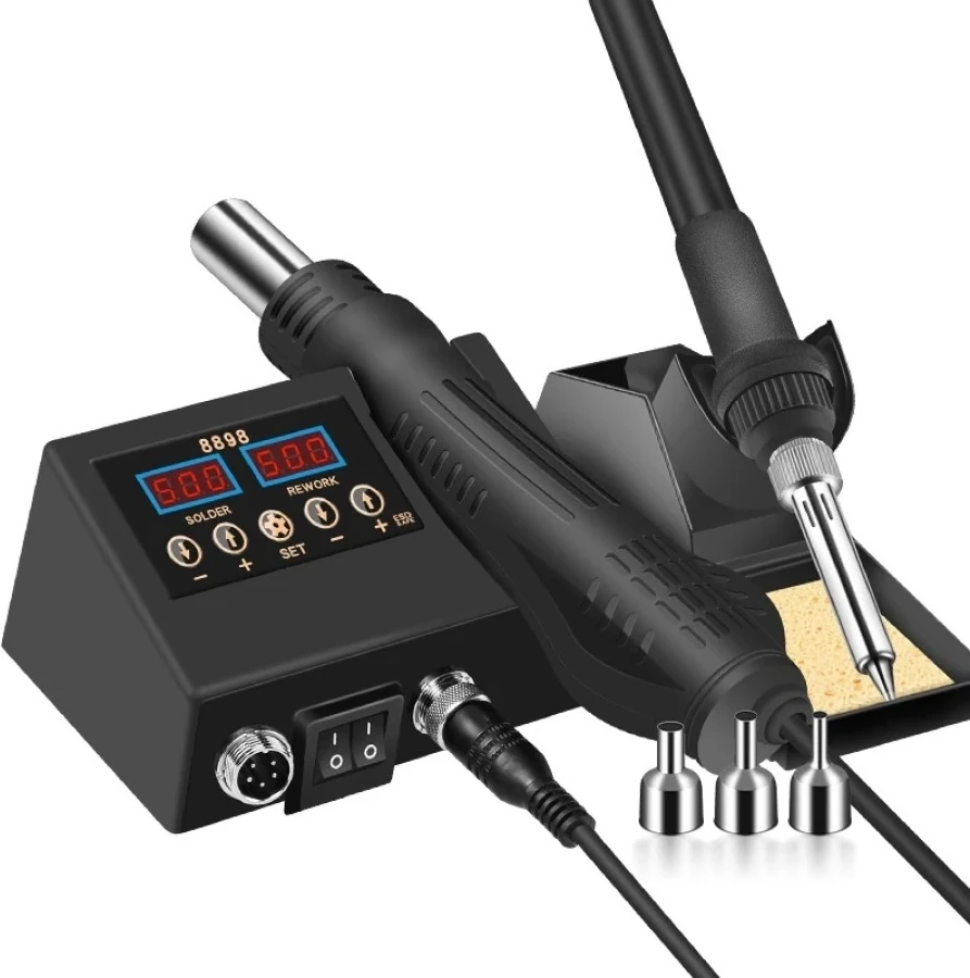 Sıcak Hava Üflemeli Havya İstasyonu Dijital Ekran 2 in 1 Lehim Makinesi ve Hava Tabancası