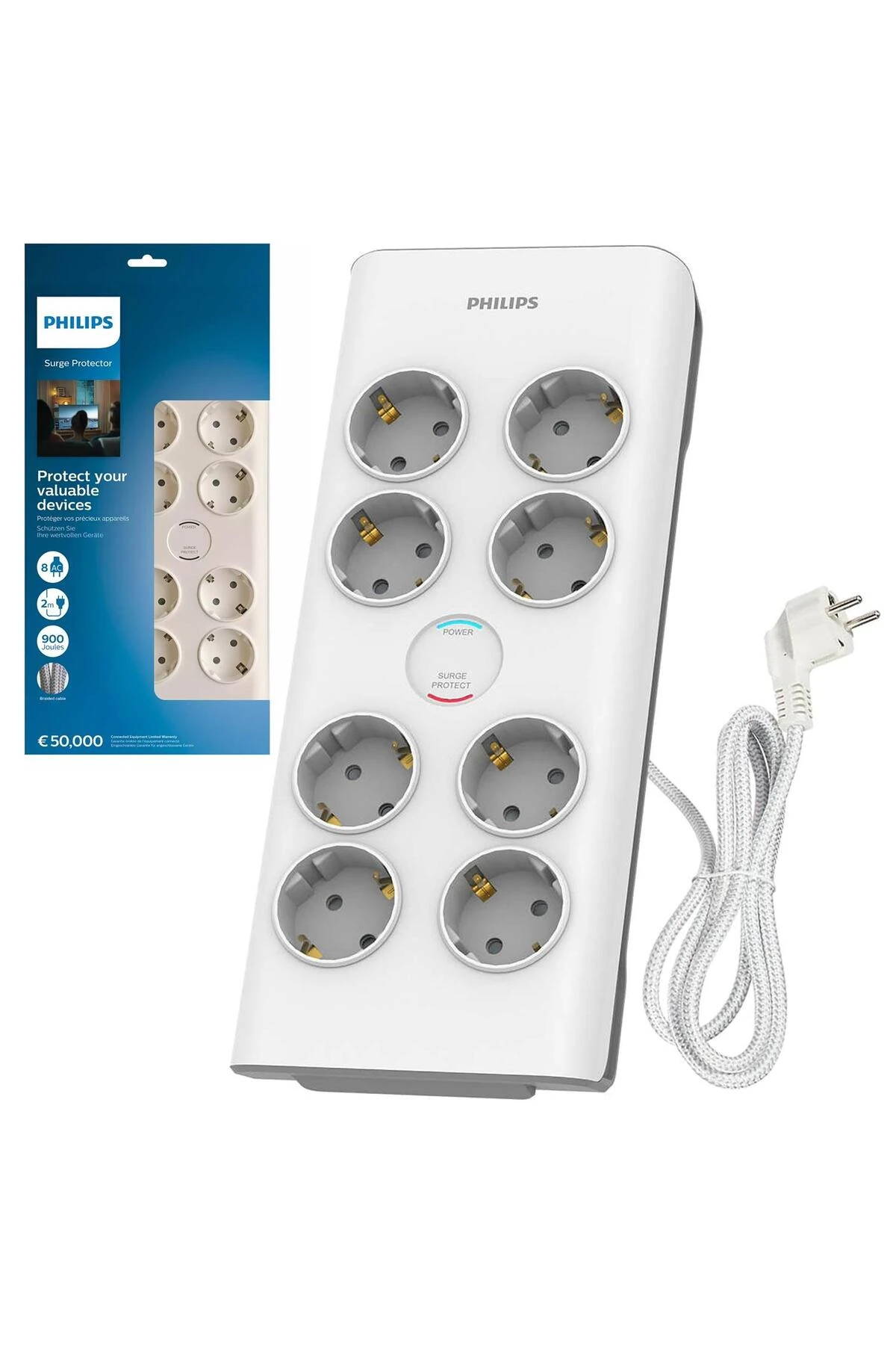 Spn-7080wa 8li Akım Korumalı Priz 2 Metre 900 Joule