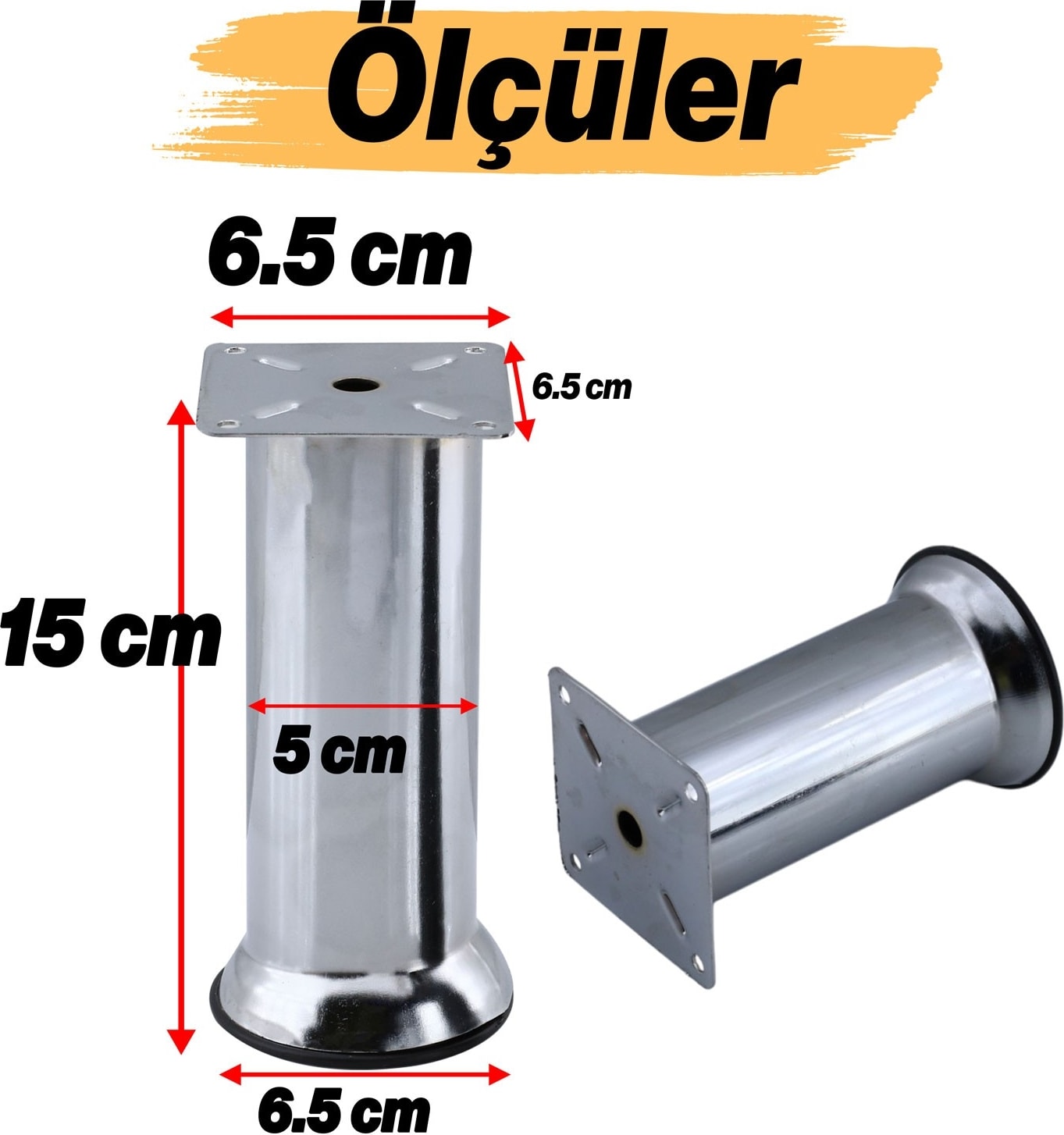 Mobilya Ayak 15 cm Krom Metal Yükseltici Ayaklar