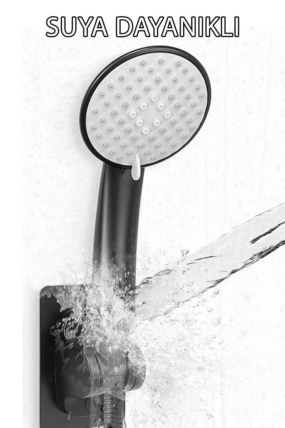 Duş Başlık Tutucu Ayarlanabilir Su Geçirmez Yapışkanlı Mafsal 120 Derece Oynar Başlıklı Banyo Aparat