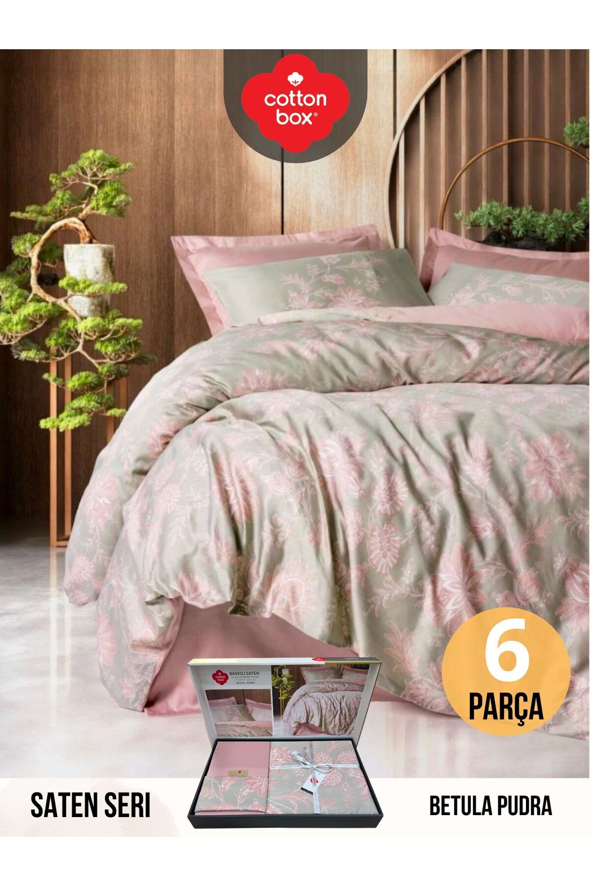 Betula pudra Çift Kişilik Pamuk Saten Nevresim Takımı