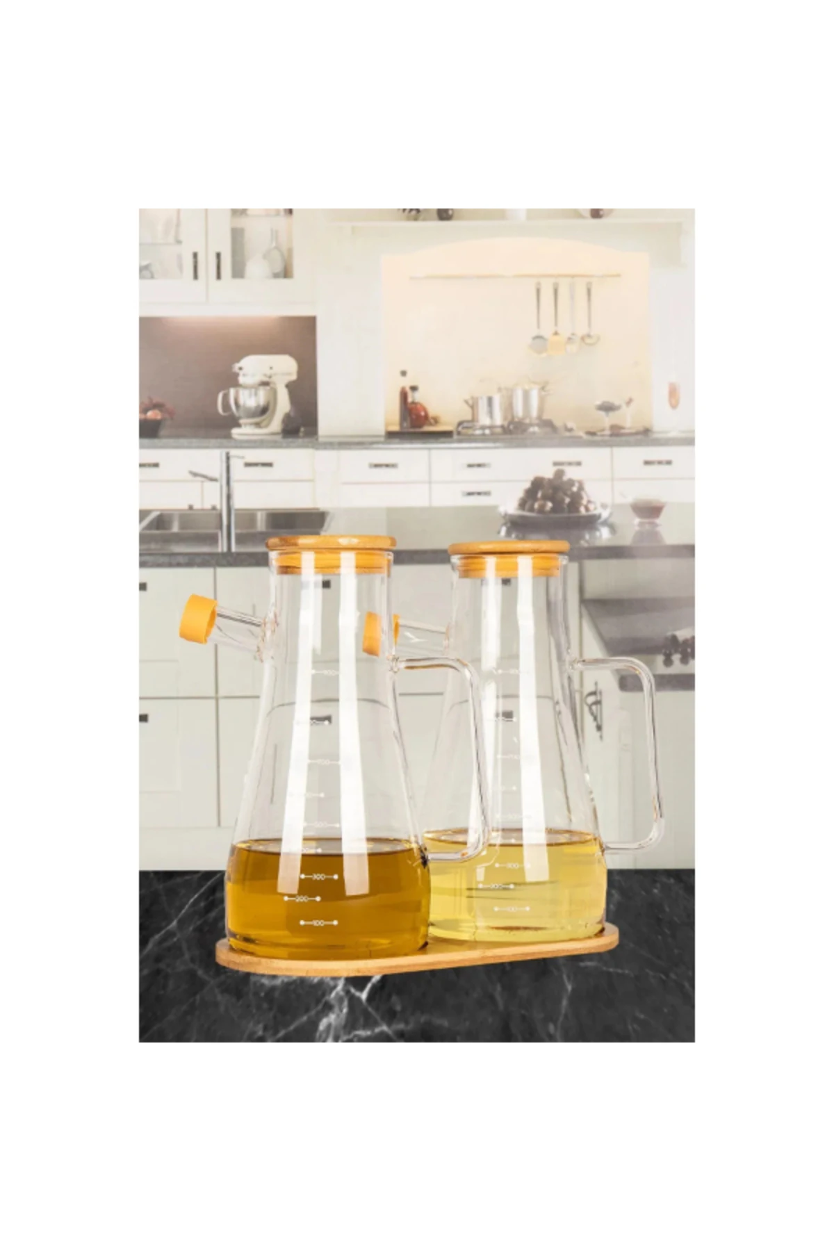 Standlı 2'li Cam Yağdanlık