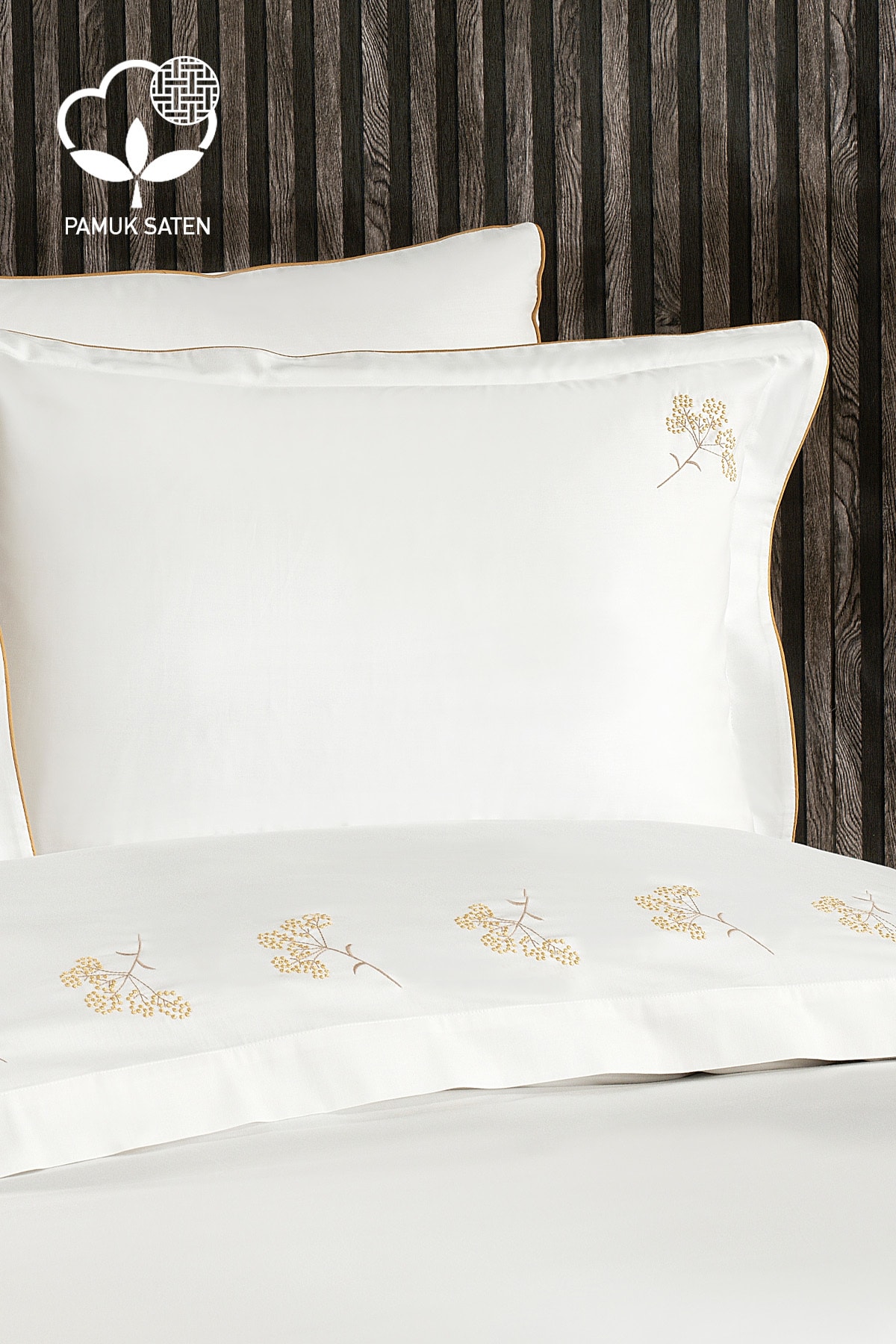 Sementa Çiçek Nakışlıi Pamuk Saten Super King Size 6 Parça Nevresim Takımı