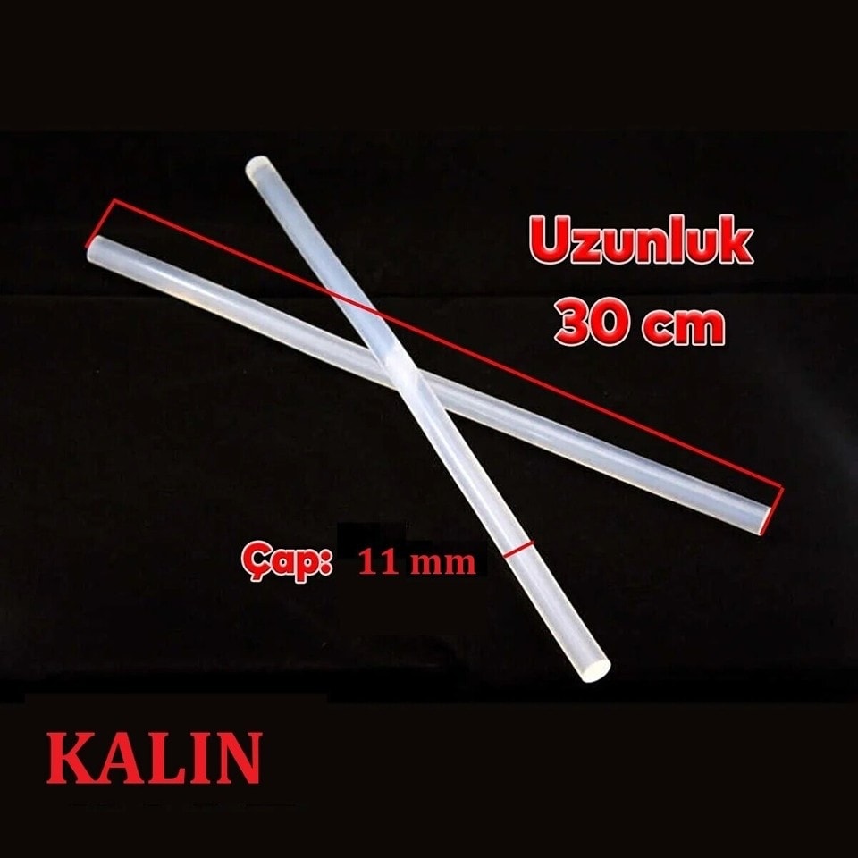 Kalın Şeffaf Sıcak Mum Silikon 11MM 30CM 1 Kilo (33~35 Adet)