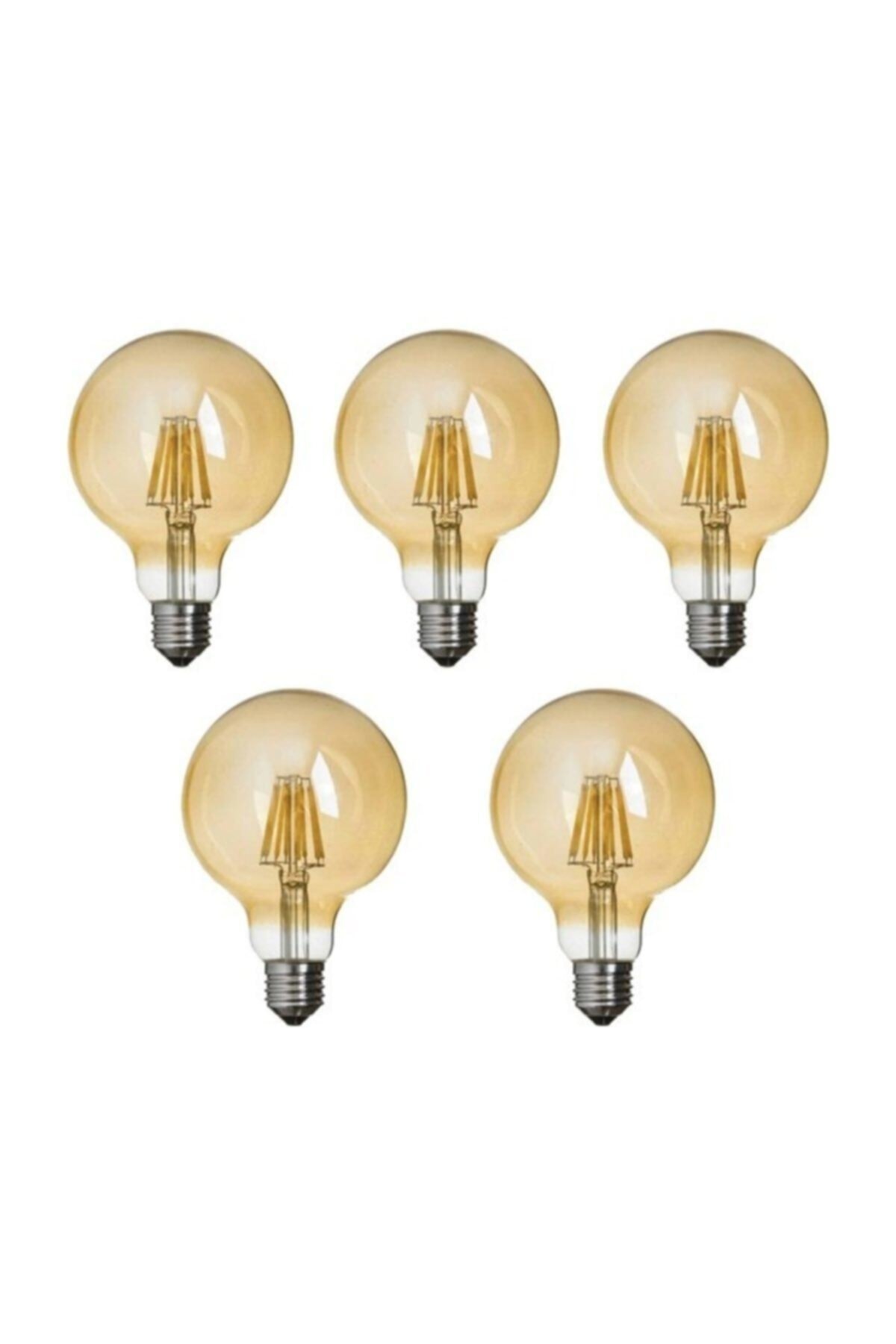 G95 Flamanlı Rustik Led Ampul 5'li Dekoratif Vintage Aydınlatma Amber Rengi
